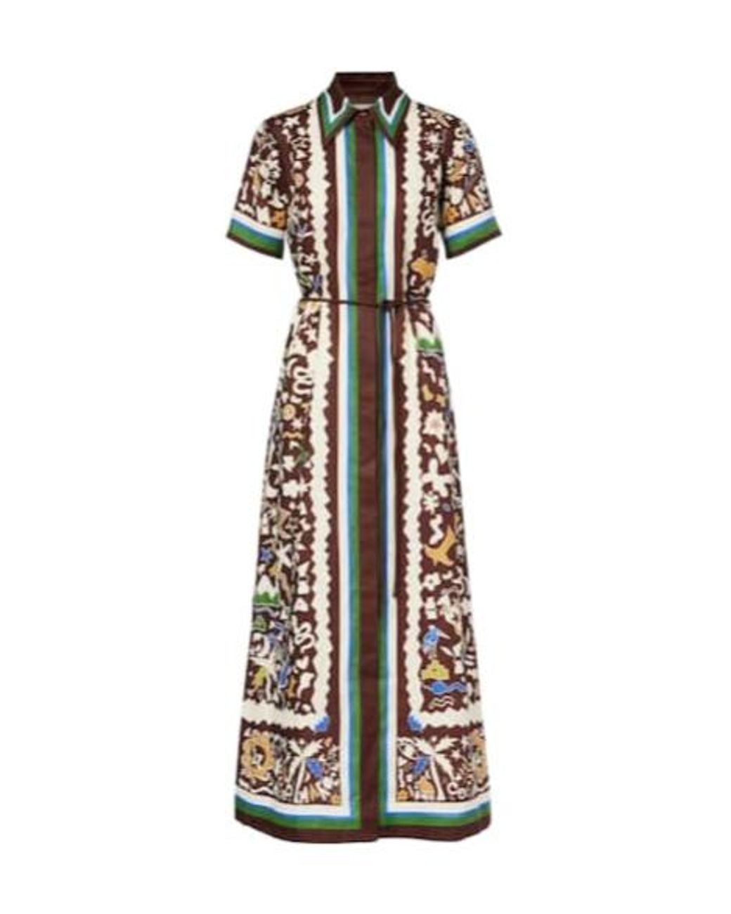 ALÉMAIS White Maroc Printed Linen Shirt Dress