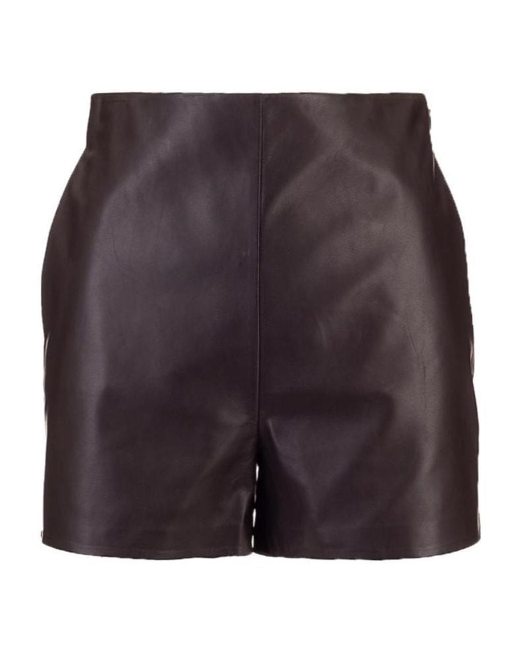 Valentino Blue High-Waisted Leather Shorts