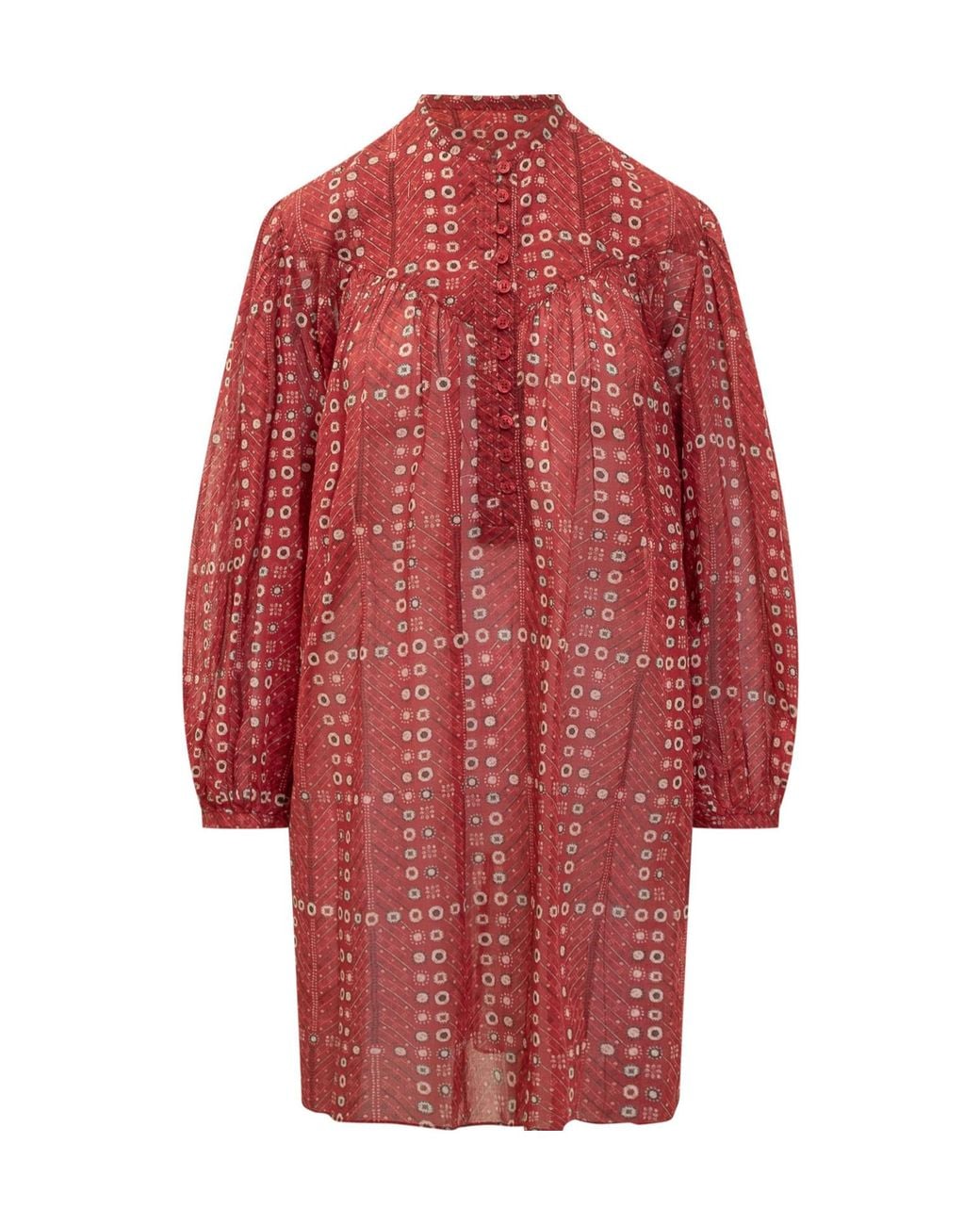 Isabel Marant Red Isabel Marant Étoile Melinda-Ge Long-Sleeved Midi Dress