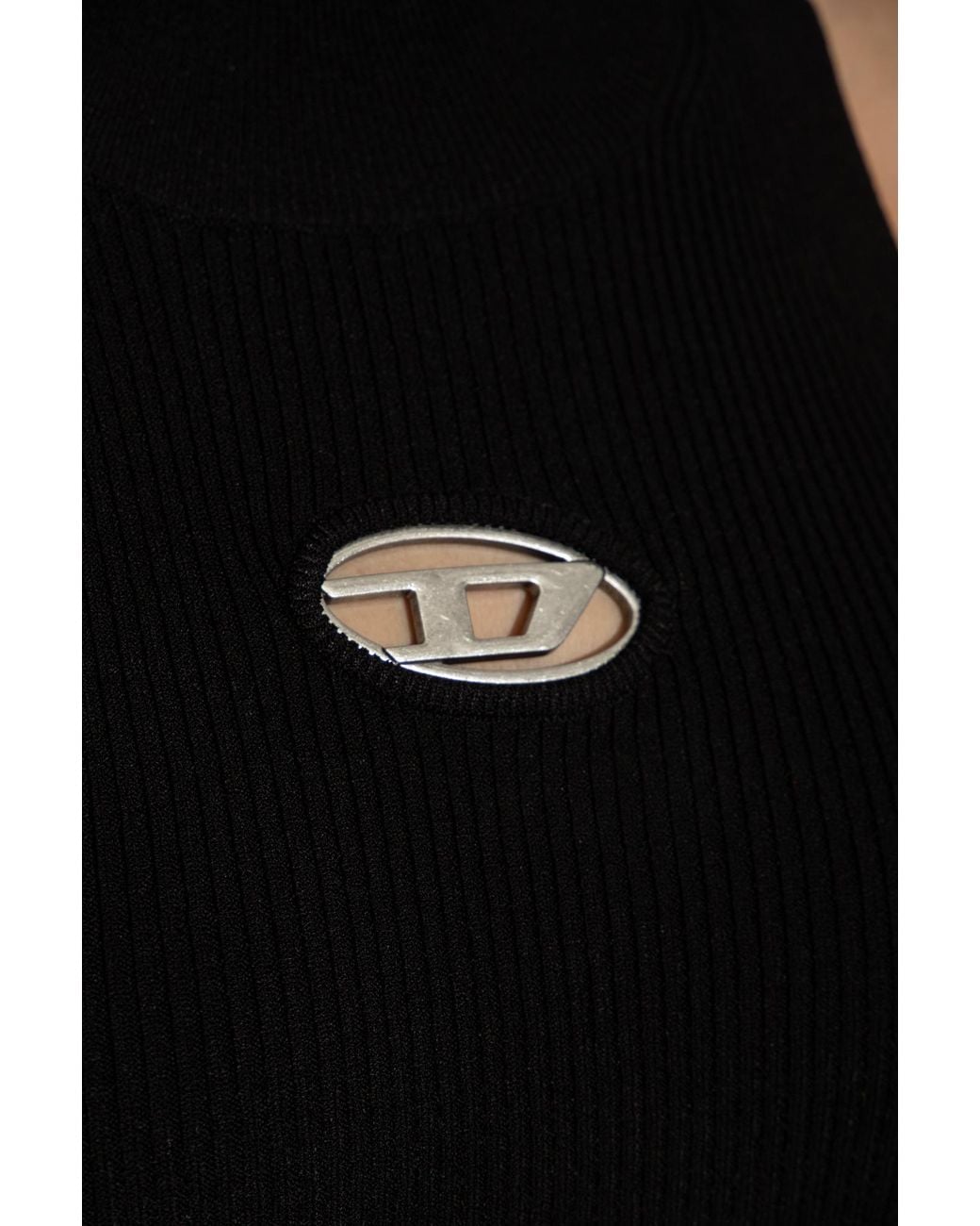 DIESEL Black M-Onervax Mock-Neck Ribbed Dress