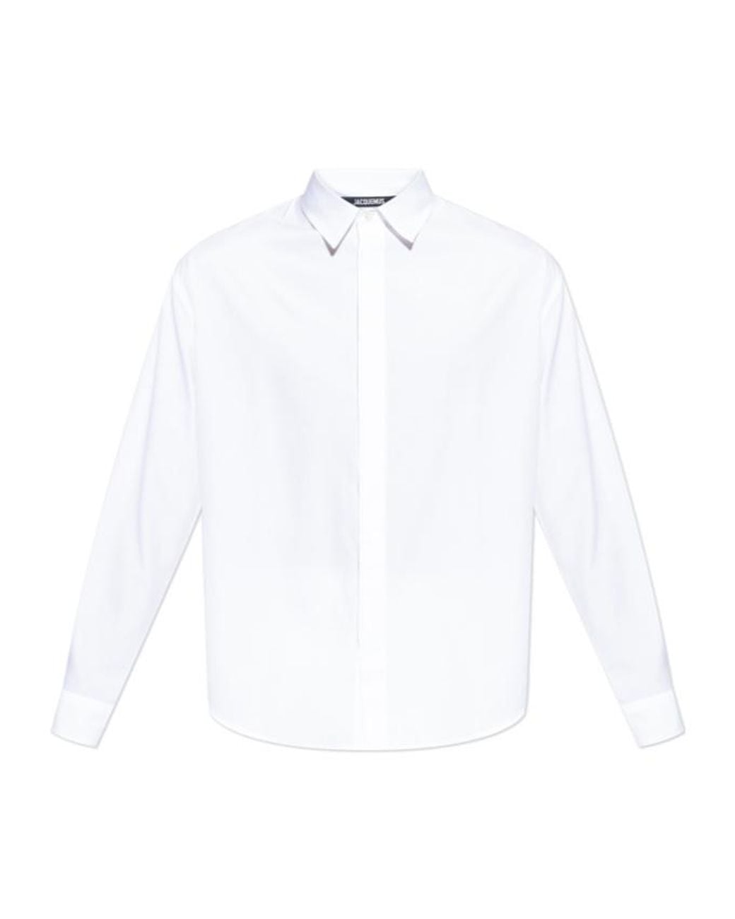 Jacquemus White Logo Embroidered Long Sleeved Shirt for men