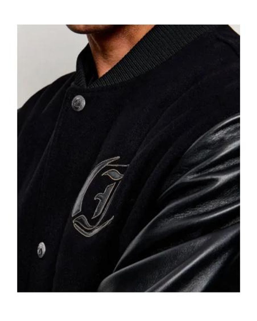 Just Cavalli Black Logo Varsity Jacket for men