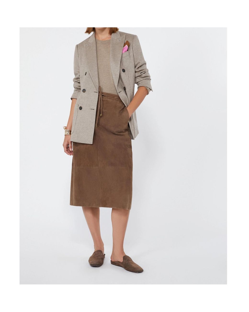 Max Mara Natural Mstvenere Double-Breasted Blazer