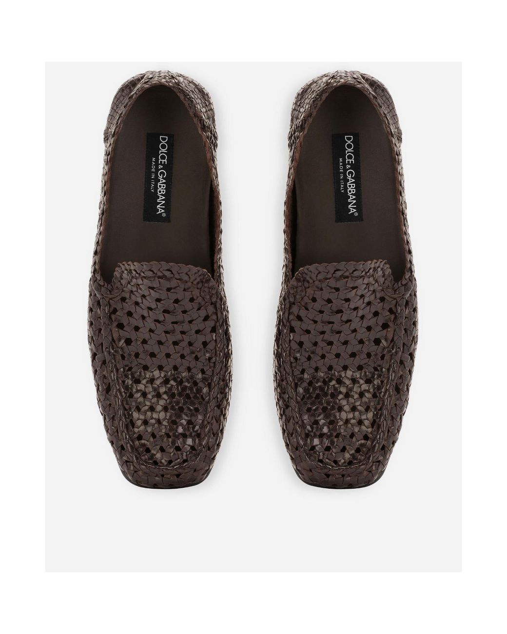 Dolce & Gabbana Black Leather Intrecciato Loafers for men