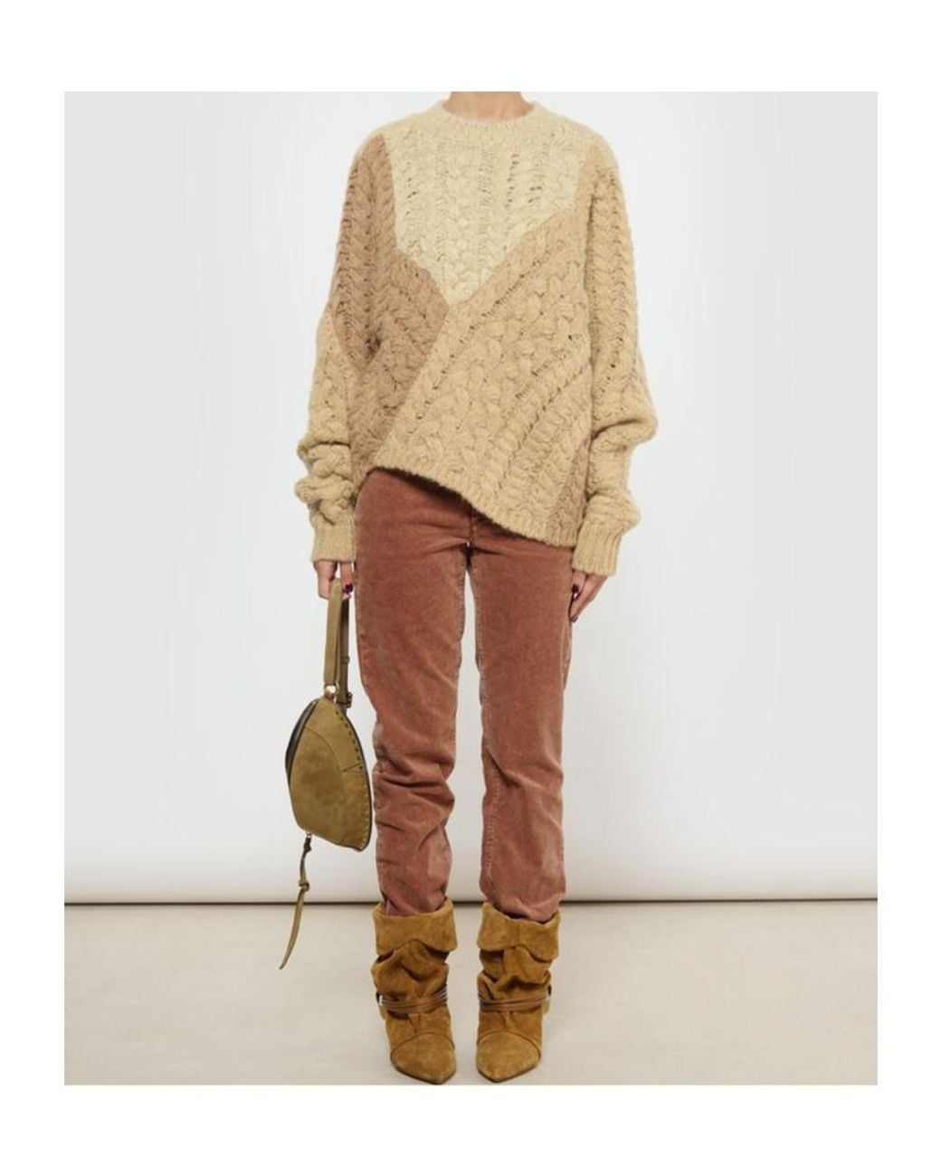 Isabel Marant Natural Isabel Marant Étoile Patchwork Cable-Knit Jumper