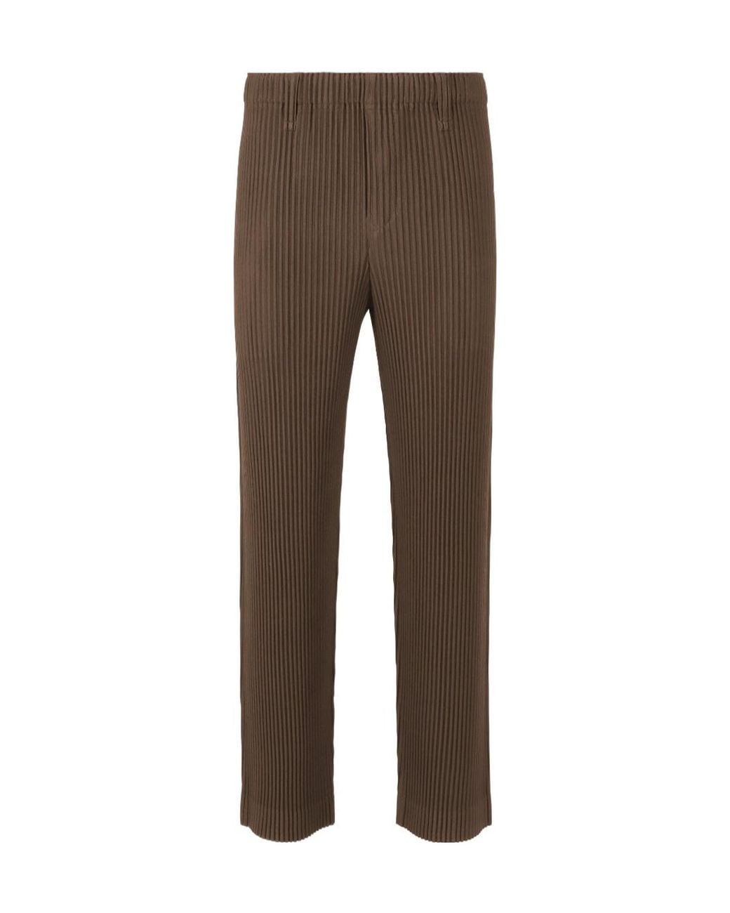 Homme Plissé Issey Miyake Brown Homme Plissé Issey Miyake Pleated Tailored Trousers for men