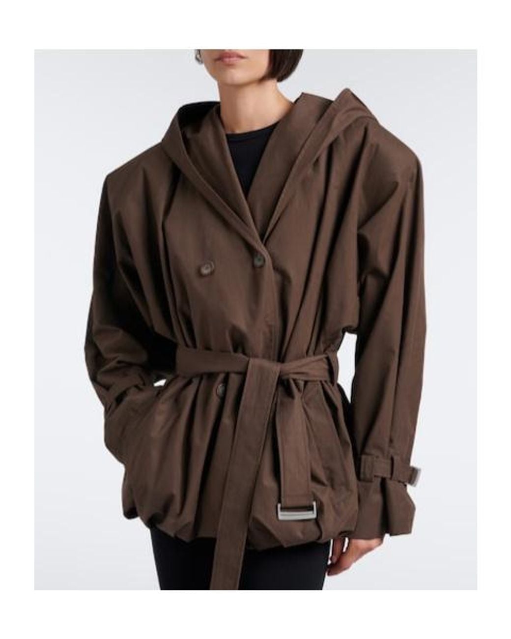 Magda Butrym Brown Belted Hooded Cotton Jacket
