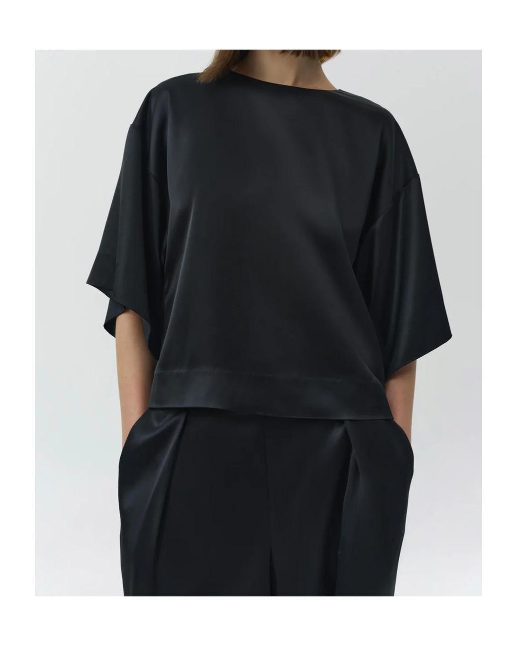 Jonathan Simkhai Black Satin Blouse