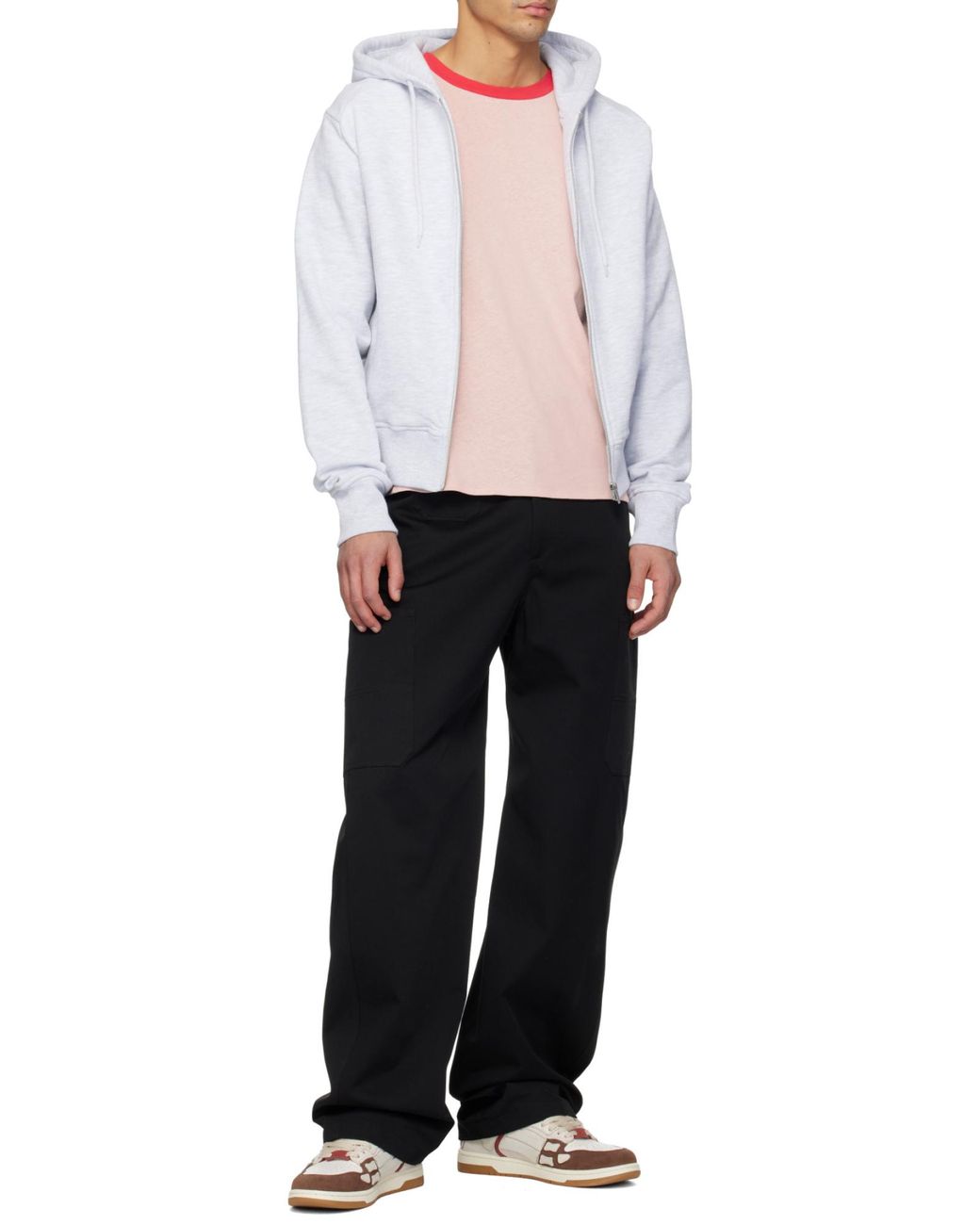 Amiri Pink Round-Toe Lace-Up Sneakers for men