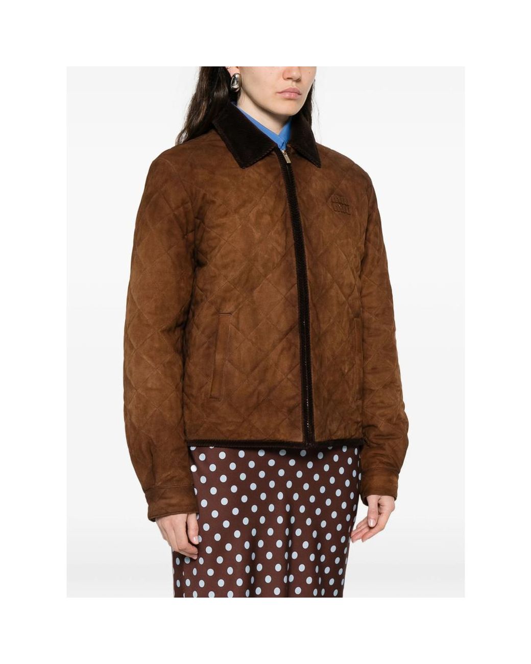 Miu Miu Brown Suede Jacket With Velvet Collar