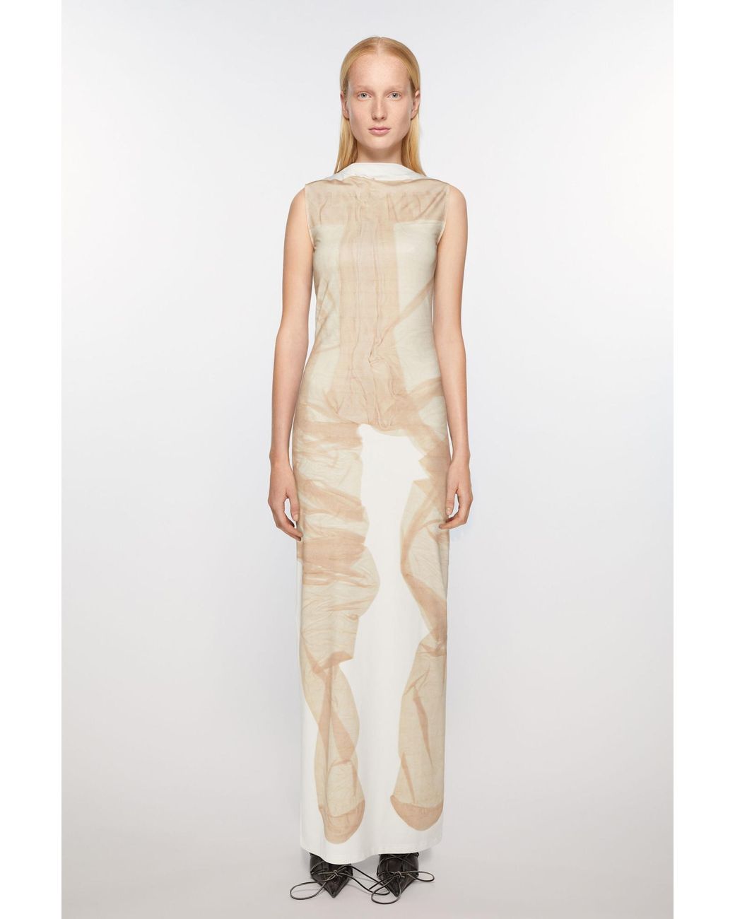 Acne White Mock-Neck Maxi Dress