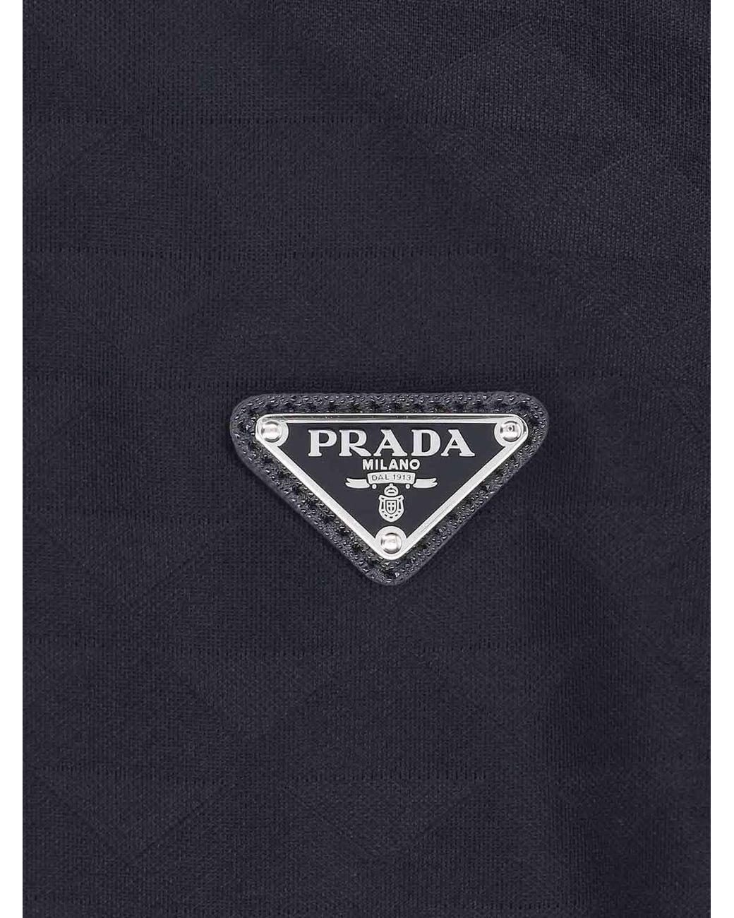 Prada Black All-Over Triangle Motif Crewneck T-Shirt for men