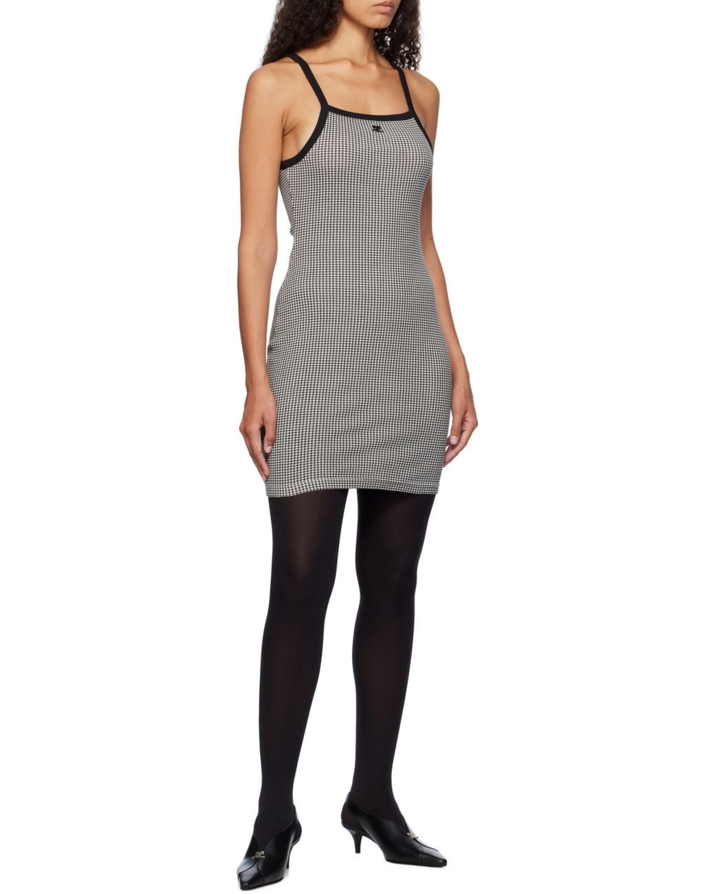 Courreges Gray Courrèges Houndstooth-Pattern Straight Hem Mini Dress