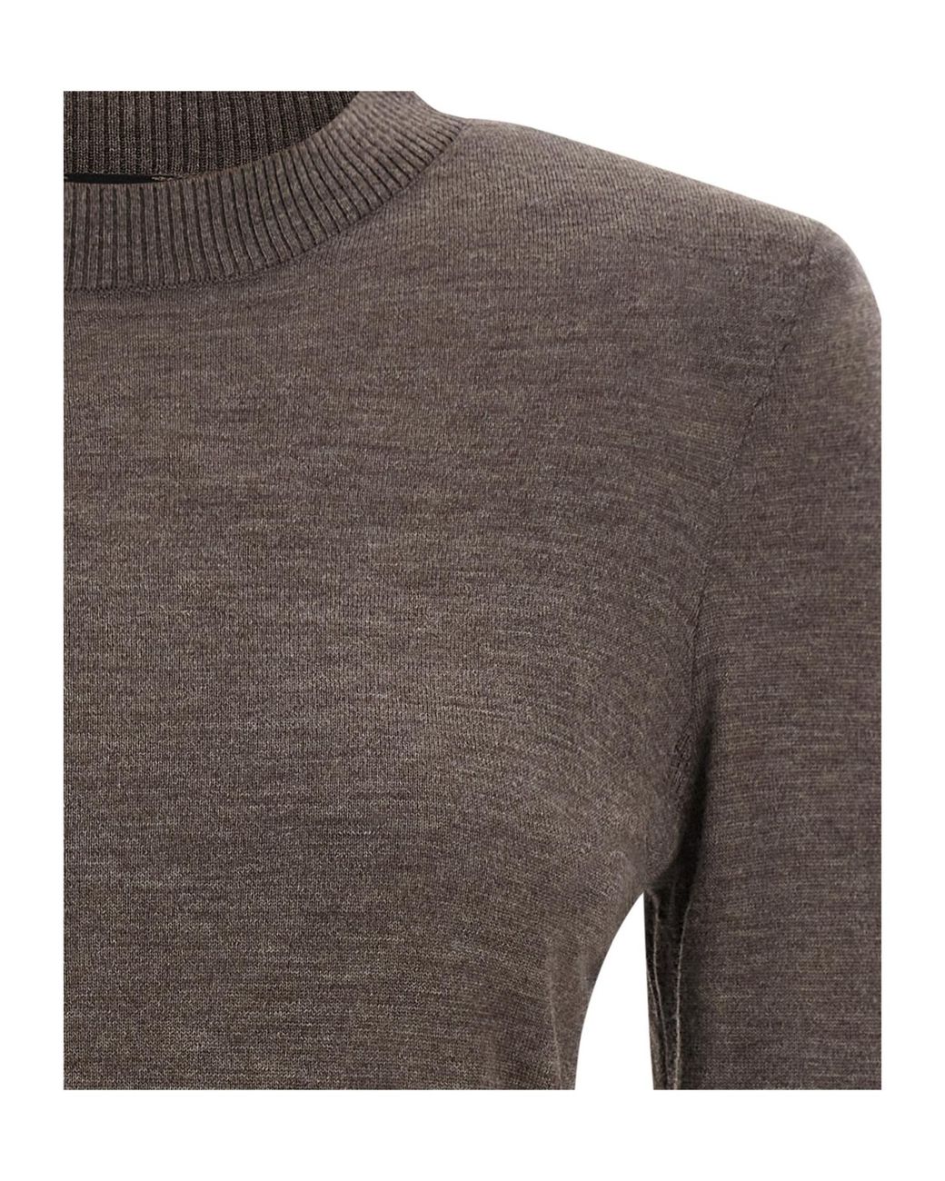 Pinko Brown Long Sleeve Ribbed-Cuff Jumper