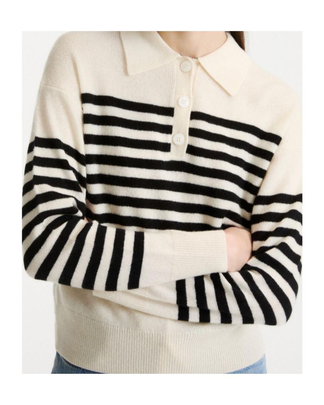 Marella White Cashmere And Wool Polo Jumper