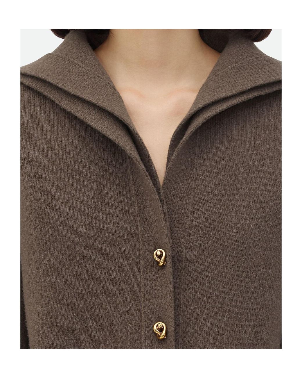 Bottega Veneta Brown Knot Button Detailed Knitted Cardigan
