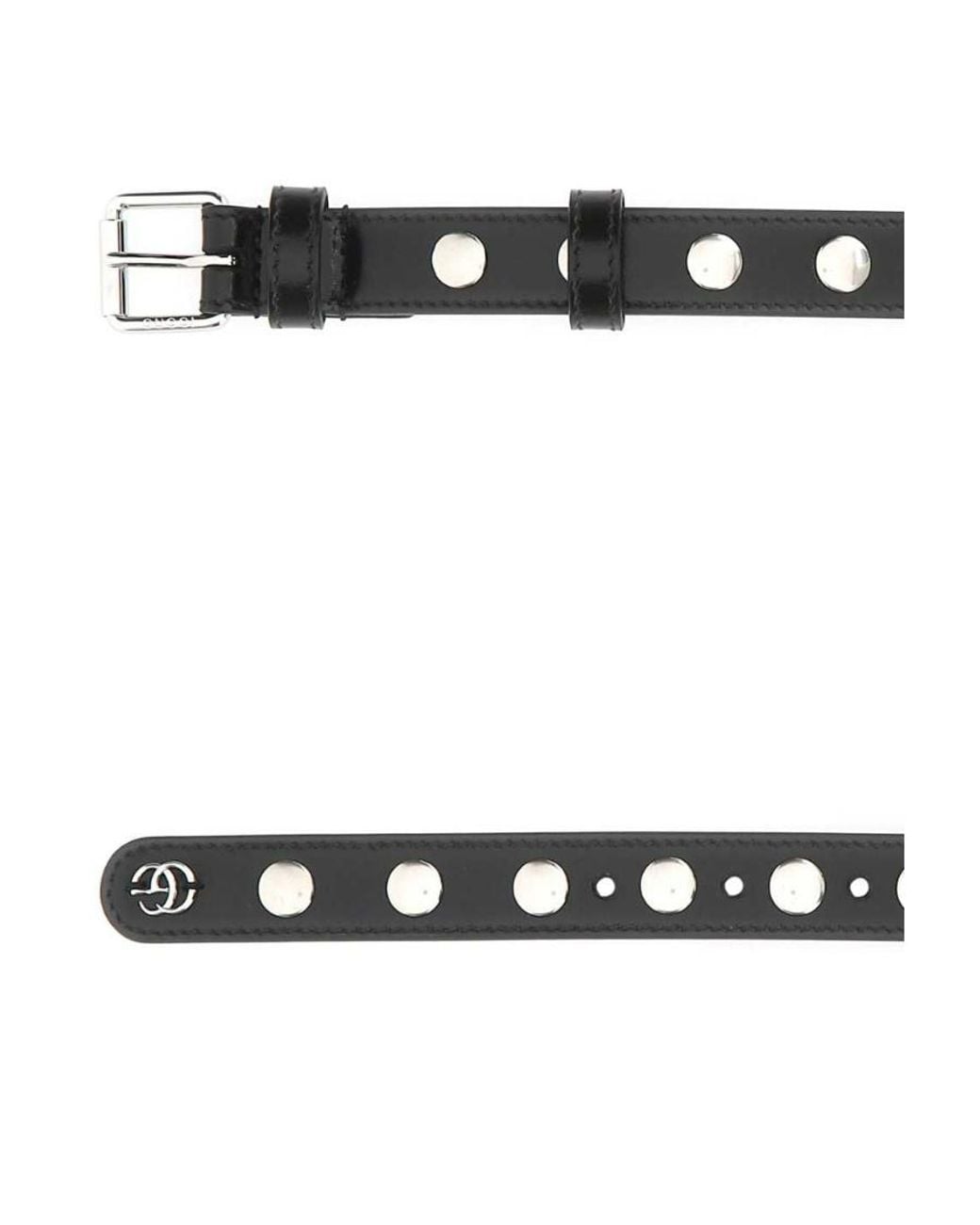 Gucci White Stud-Detailed Buckle Belt