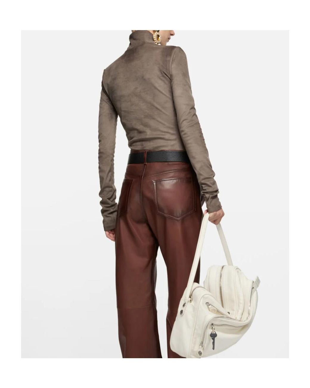 Acne Brown Printed Turtleneck Shirt