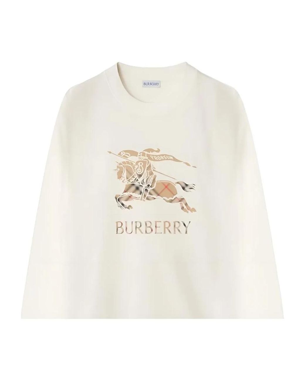 Burberry White Long Sleeve T-Shirt Chalk for men