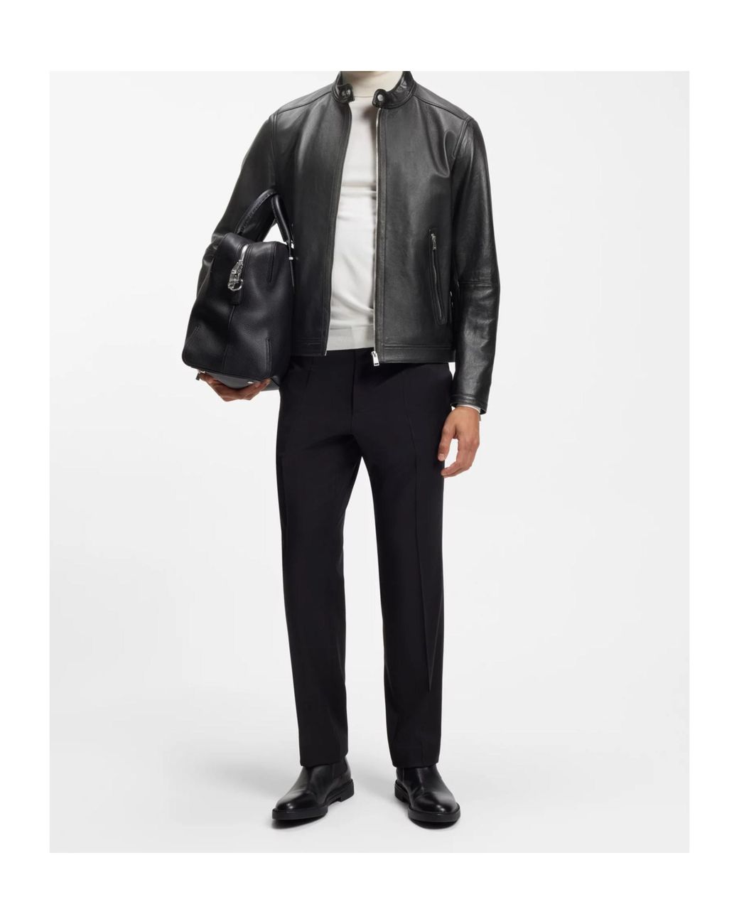 Boss Black Boss Zip-Up Leather Jacket for men