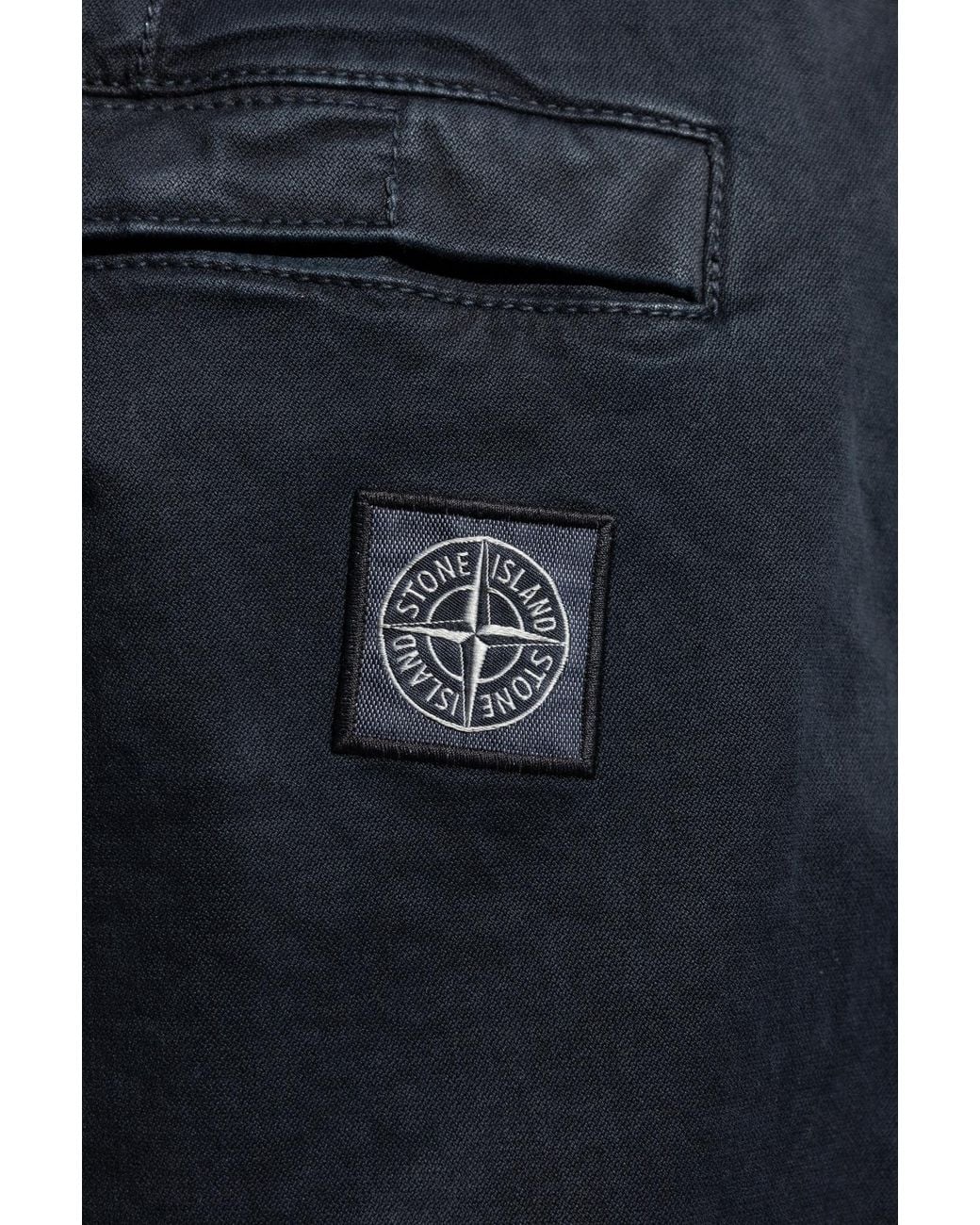 Stone Island Blue Compass Patch Straight-Leg Trousers for men