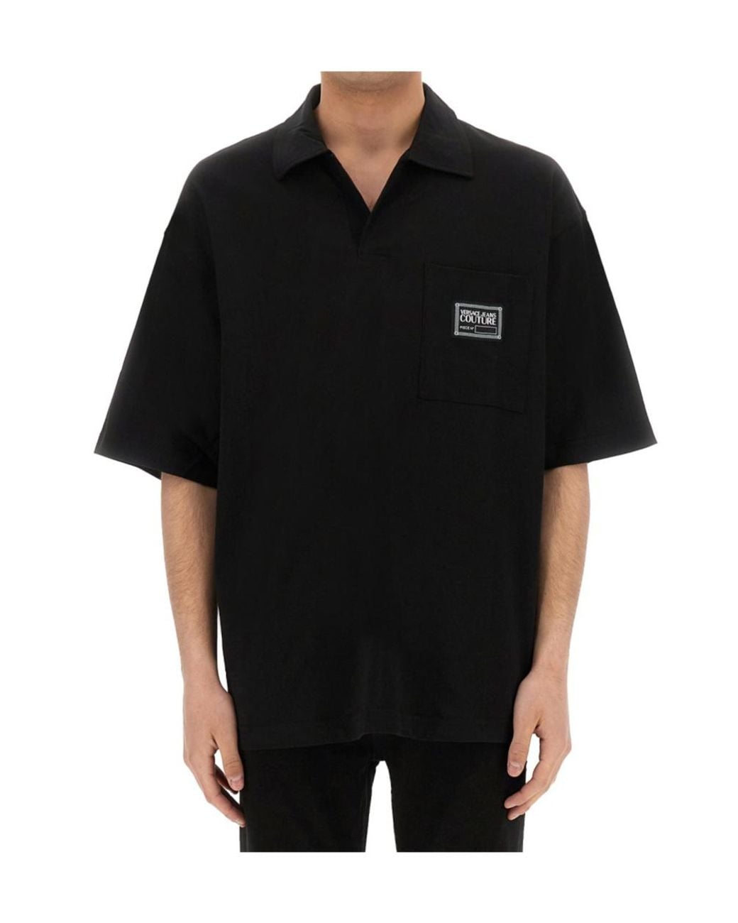 Versace Jeans Black Couture Logo Patch Short-Sleeved Shirt for men