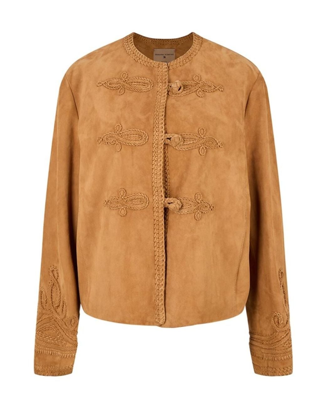 Ermanno Scervino Brown Long-Sleeved Leather Jacket