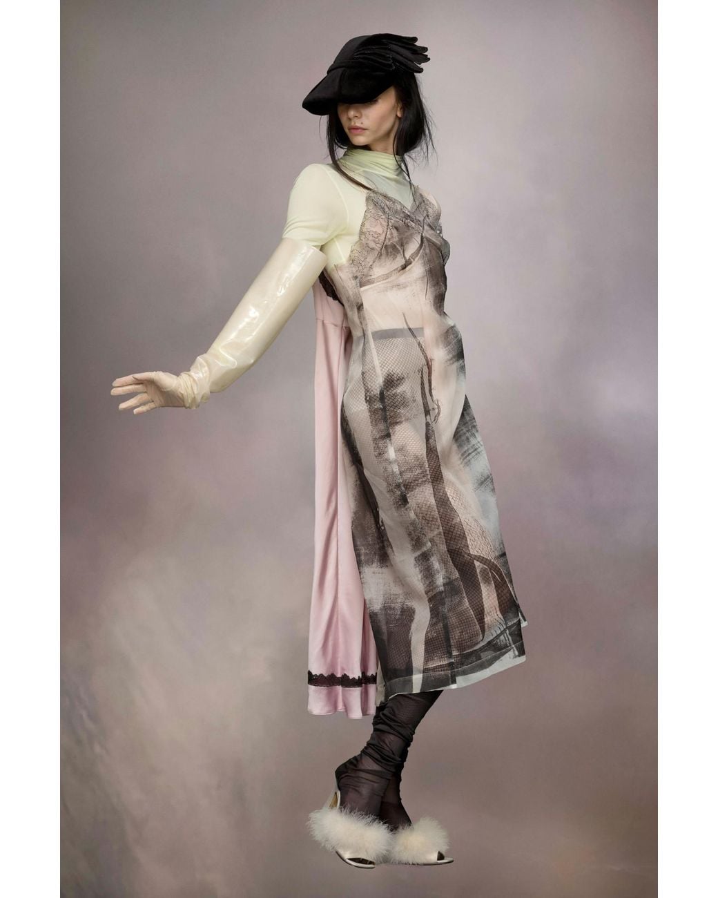 Maison Margiela Natural Freeze-Frame Midi Dress