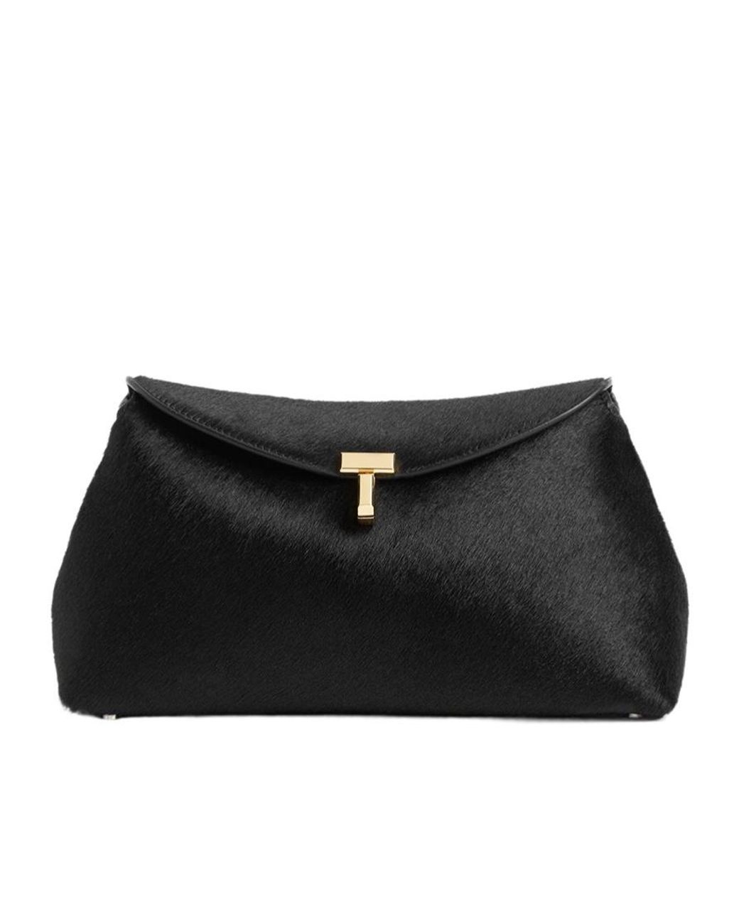 Totême Black Totême T-Lock Brushed Clutch Bag