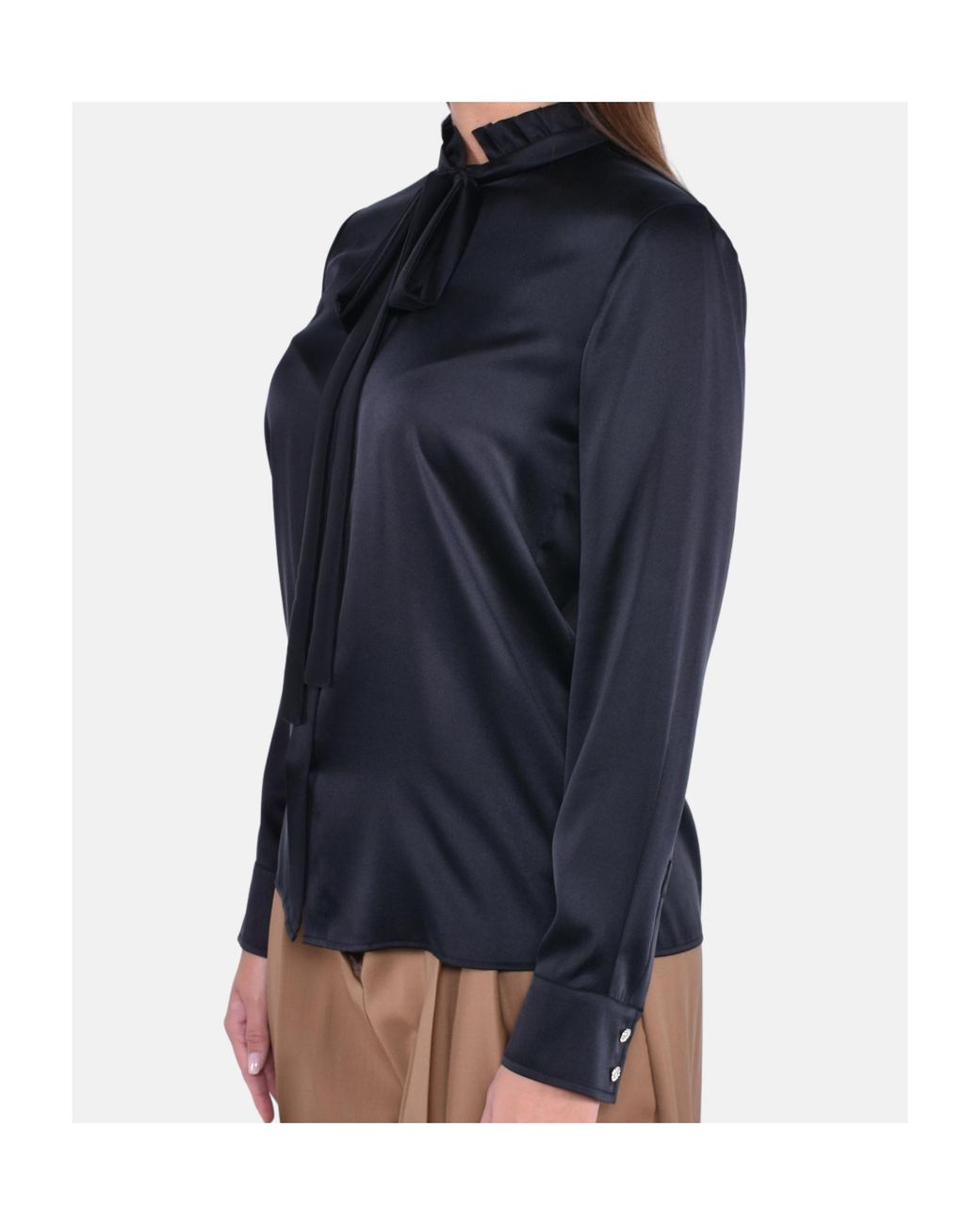 Max Mara Blue Studio Gilles Long-Sleeved Satin Top
