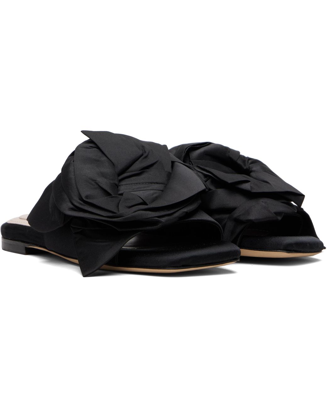 Simone Rocha Black Floral Appliqué Slippers