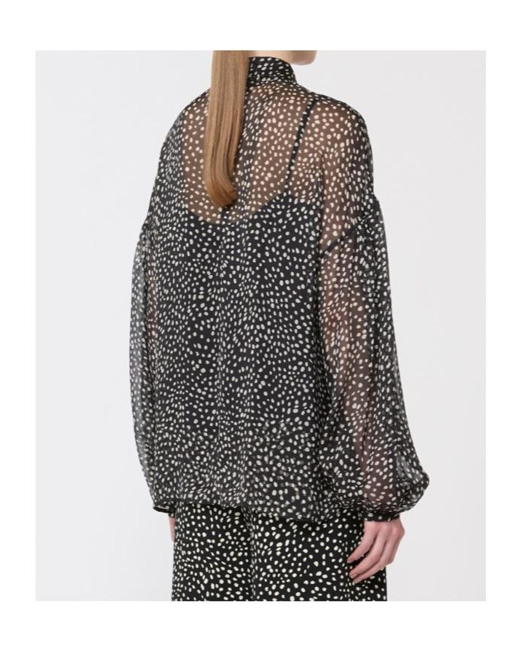 Max Mara Gray Studio Etere All-Over Printed Blouse