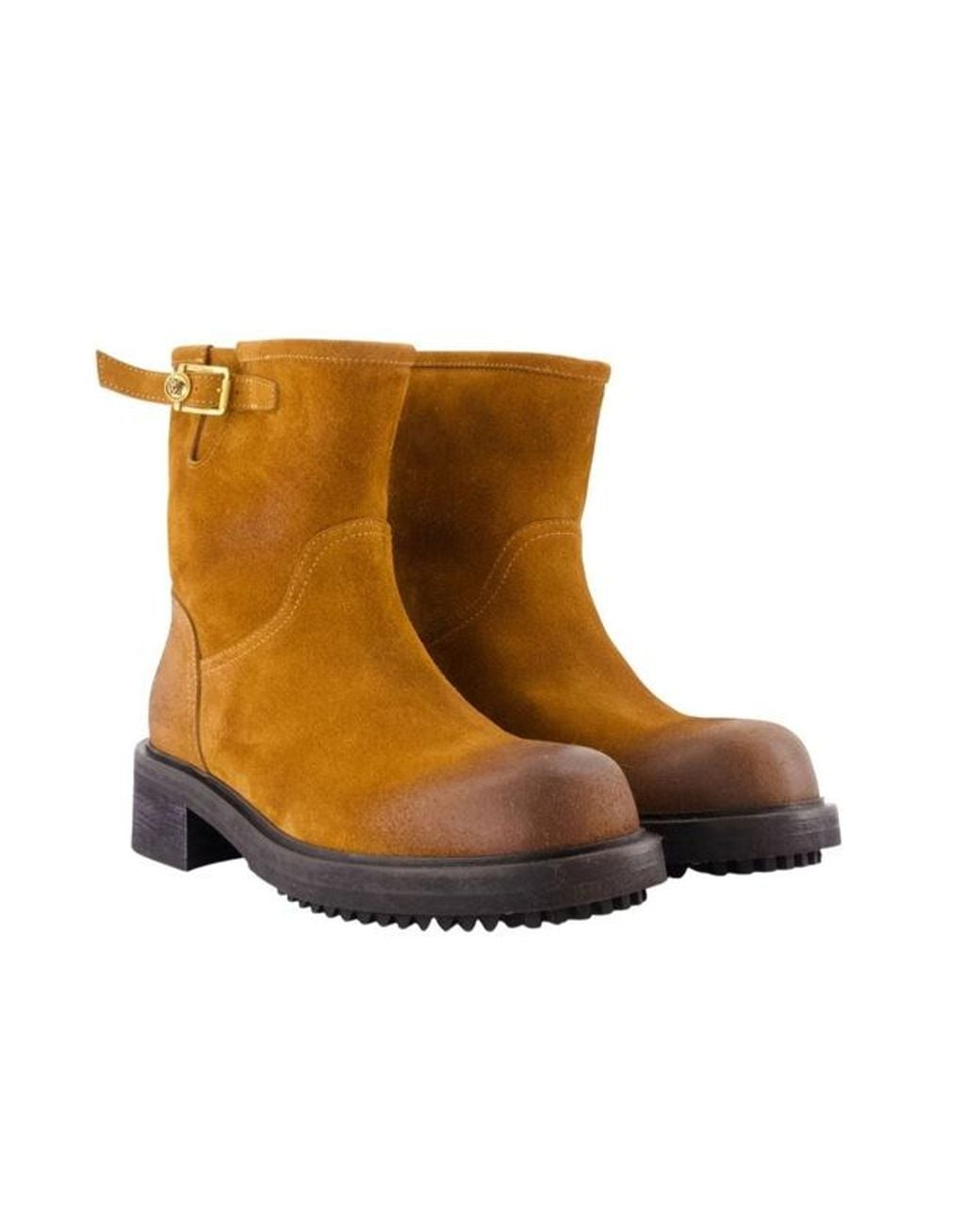 Versace Brown Round-Toe Short Boots for men