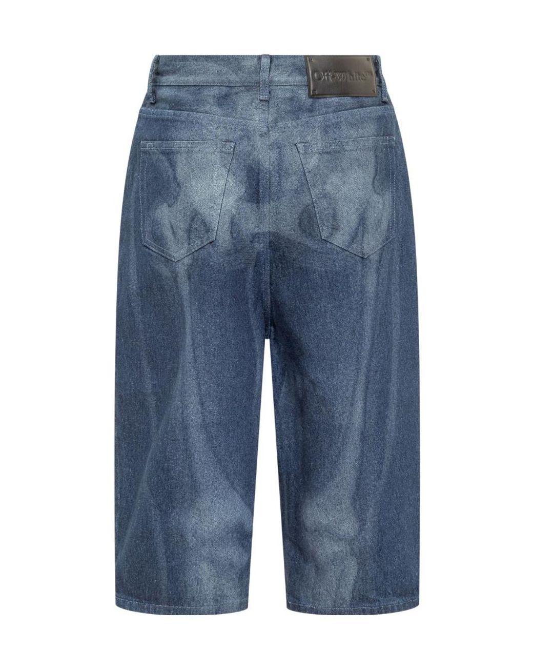 Off-White c/o Virgil Abloh Blue Straight Leg Denim Shorts for men