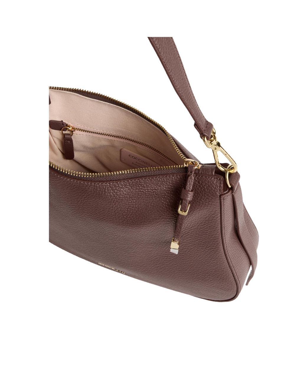 Coccinelle Brown Small Nory Grained-Leather Shoulder Bag