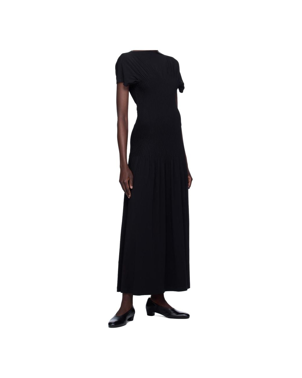 Totême Black Pleated Jersey Dress
