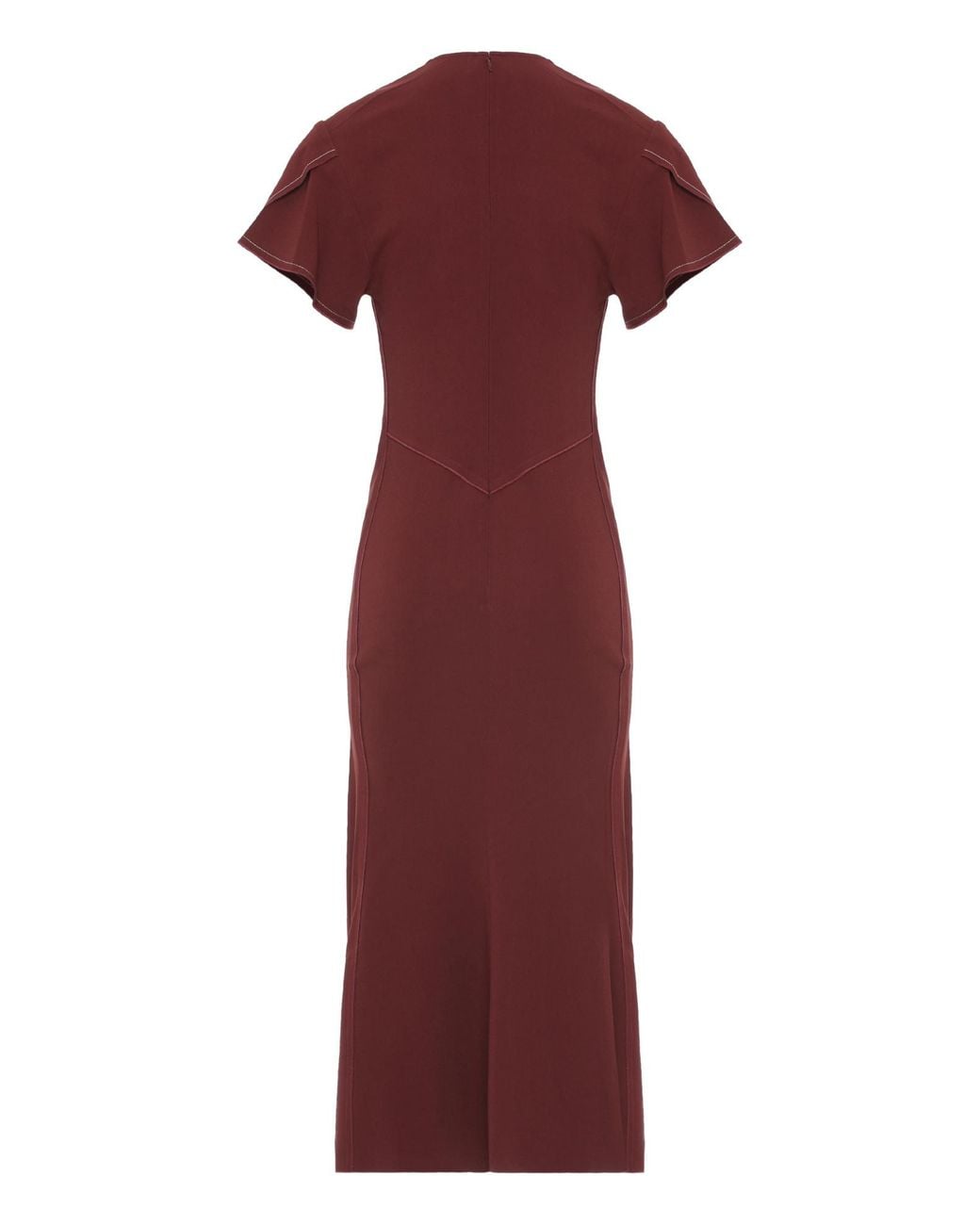 Victoria Beckham Red V-Neck Twist Detailed Midi Dress