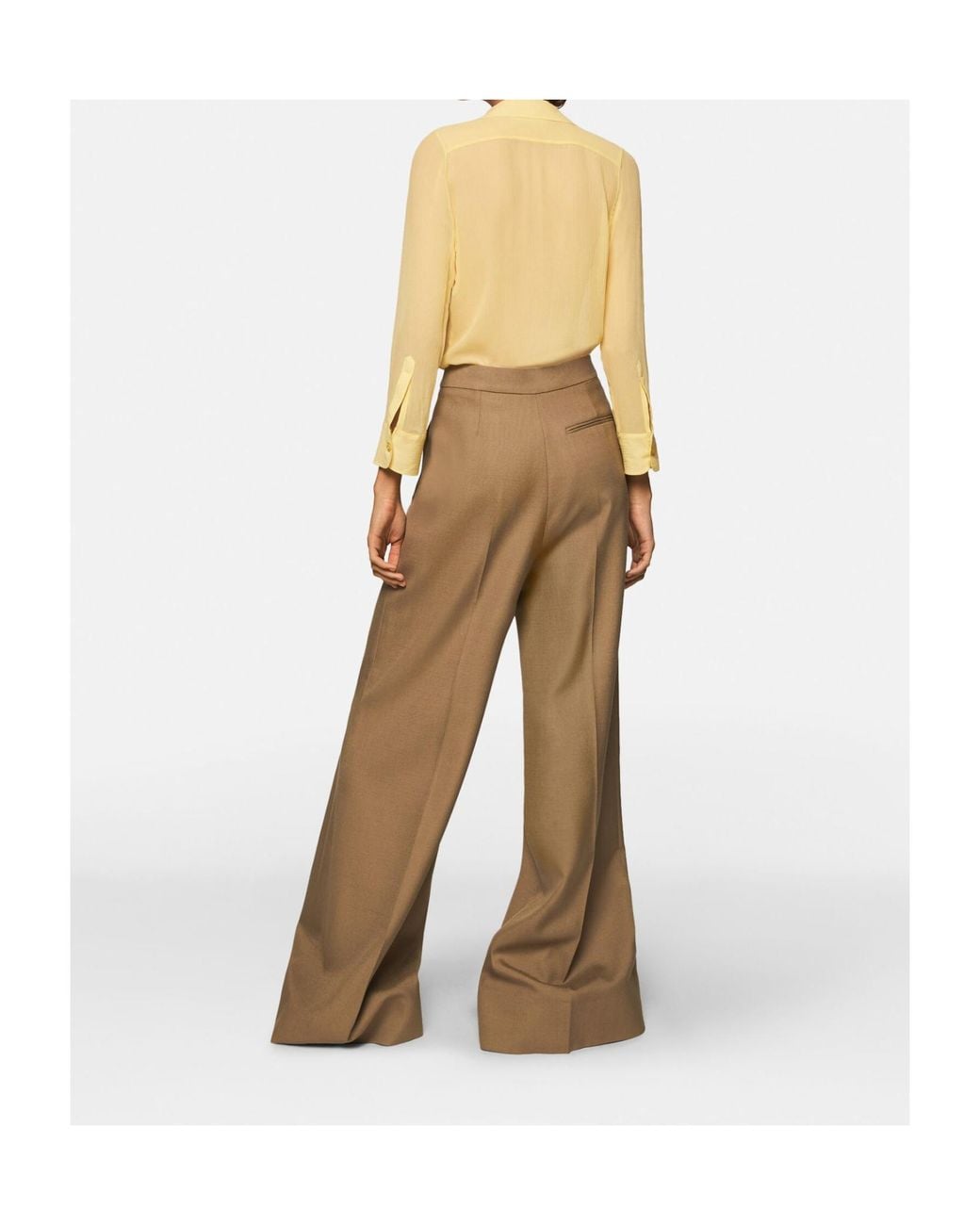 Stella McCartney Natural Wide-Leg Tailored Trousers