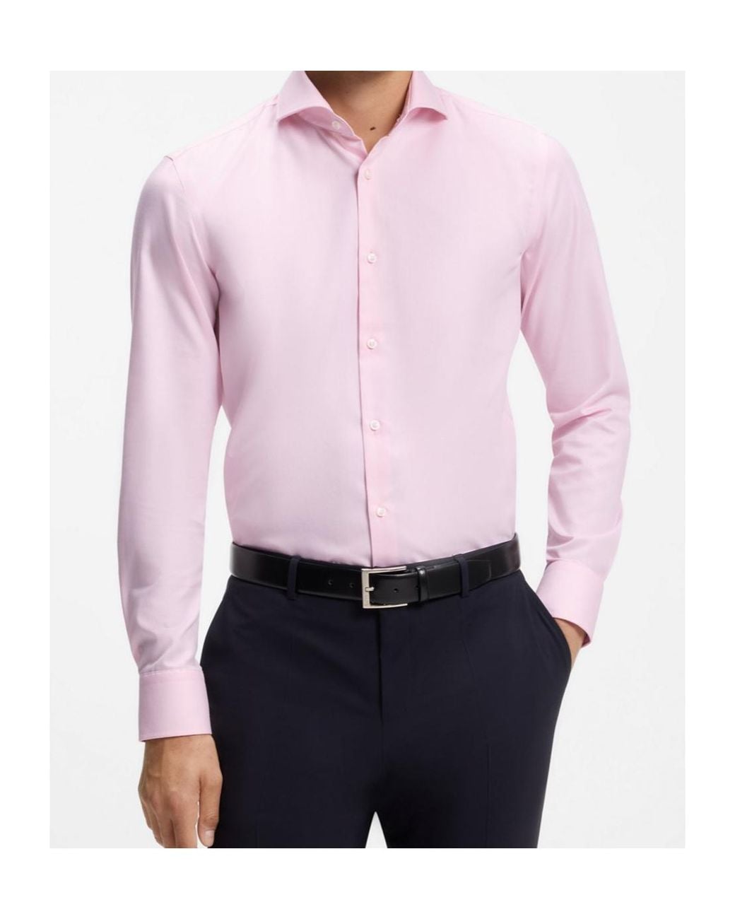 Boss Pink Slim-Fit Long-Sleeve Shirt for men