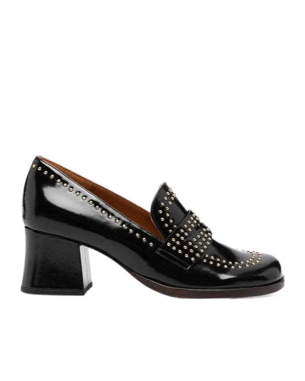 Chie Mihara Black Stud-Embellished Leather Loafers