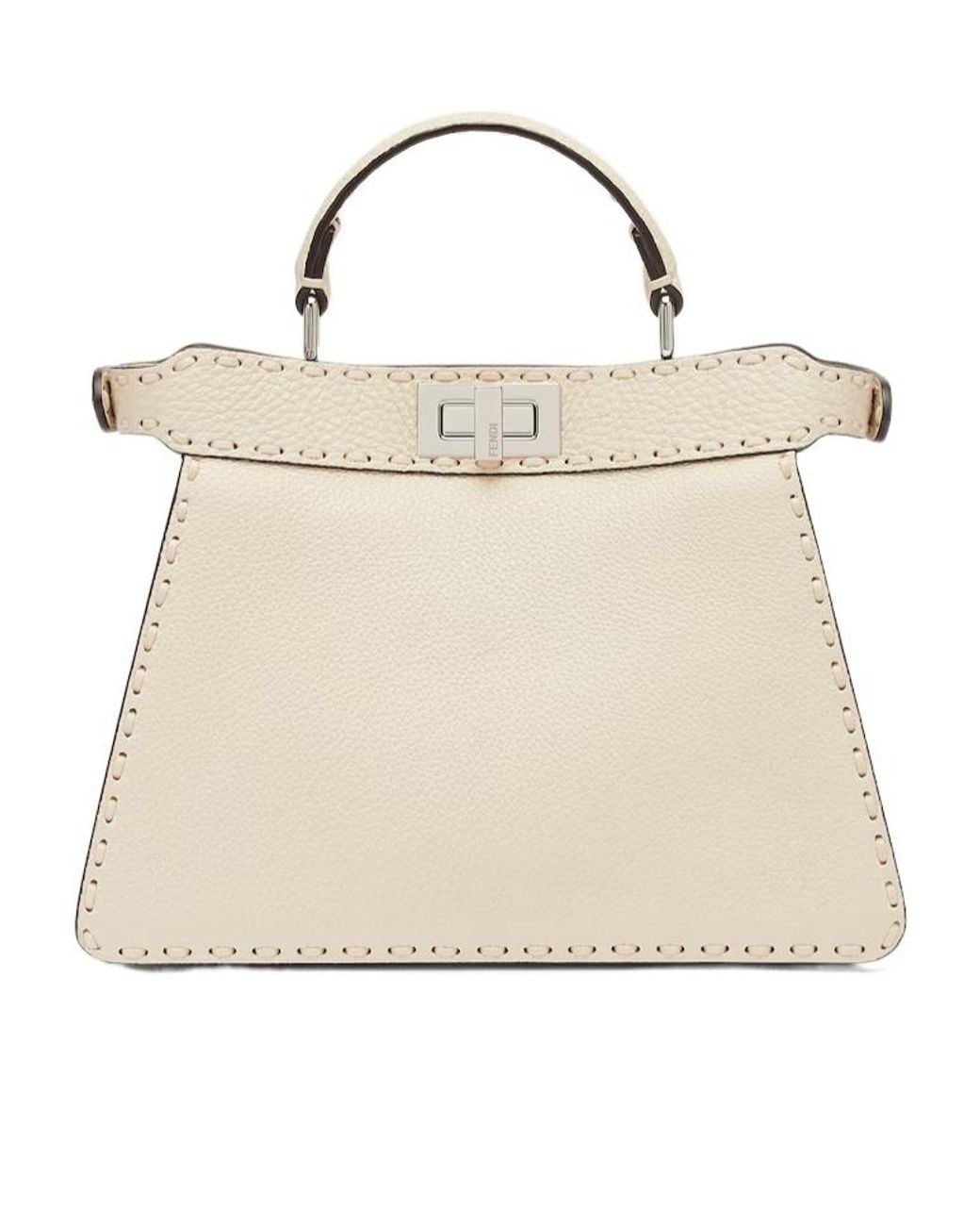 Fendi Natural Camellia-Coloured Selleria Bag With 556 Hand-Sewn Topstitches