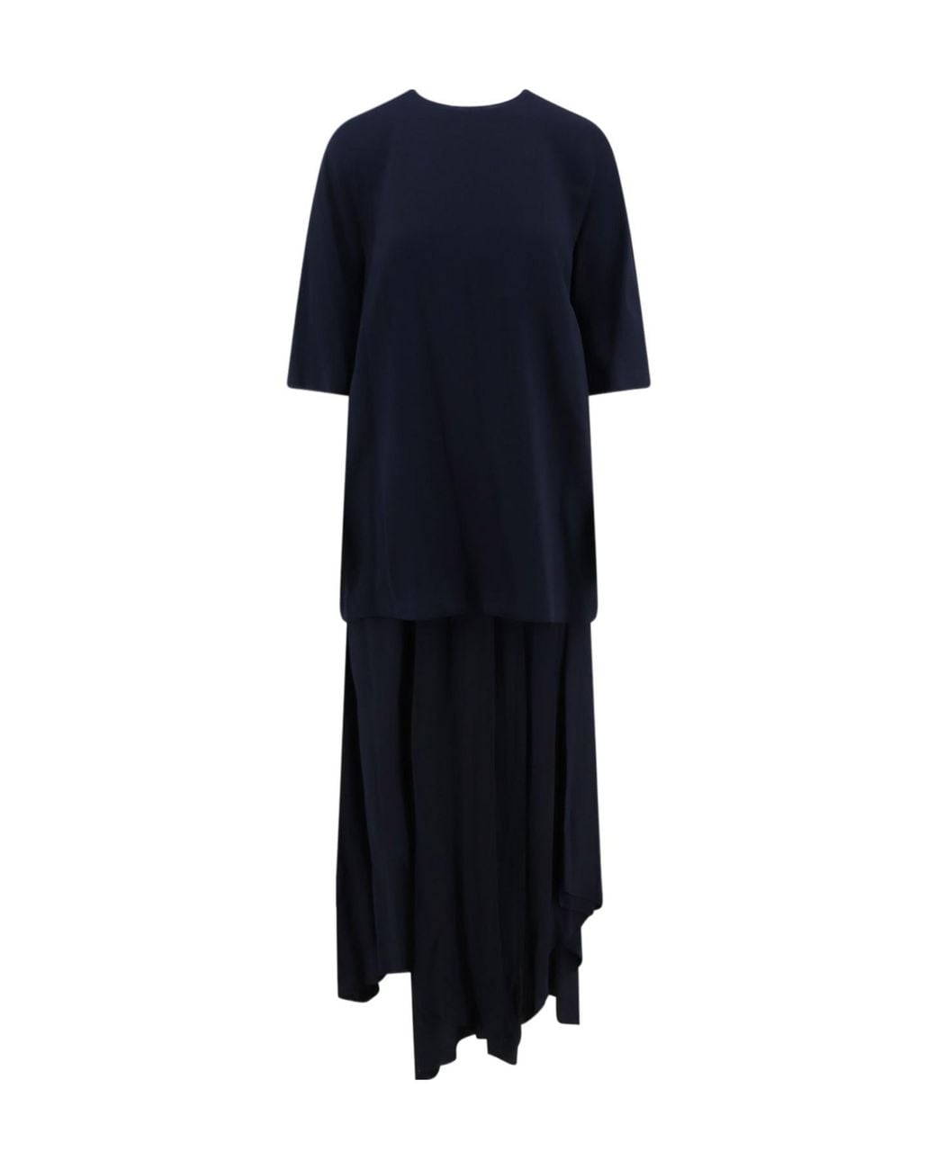 Semicouture Blue Button-Back Asymmetric Hem Dress
