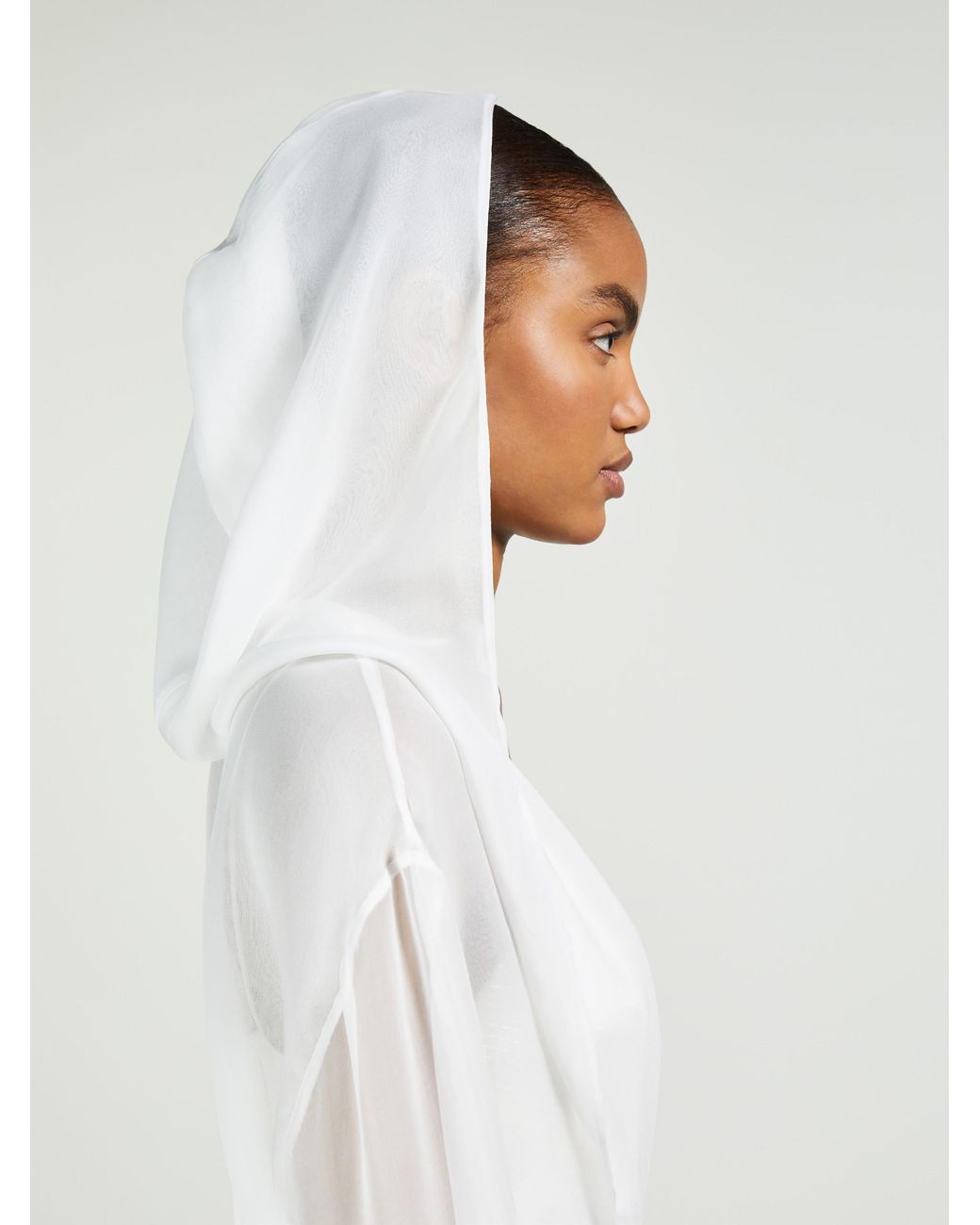 Max Mara White Hooded Chiffon Jacket