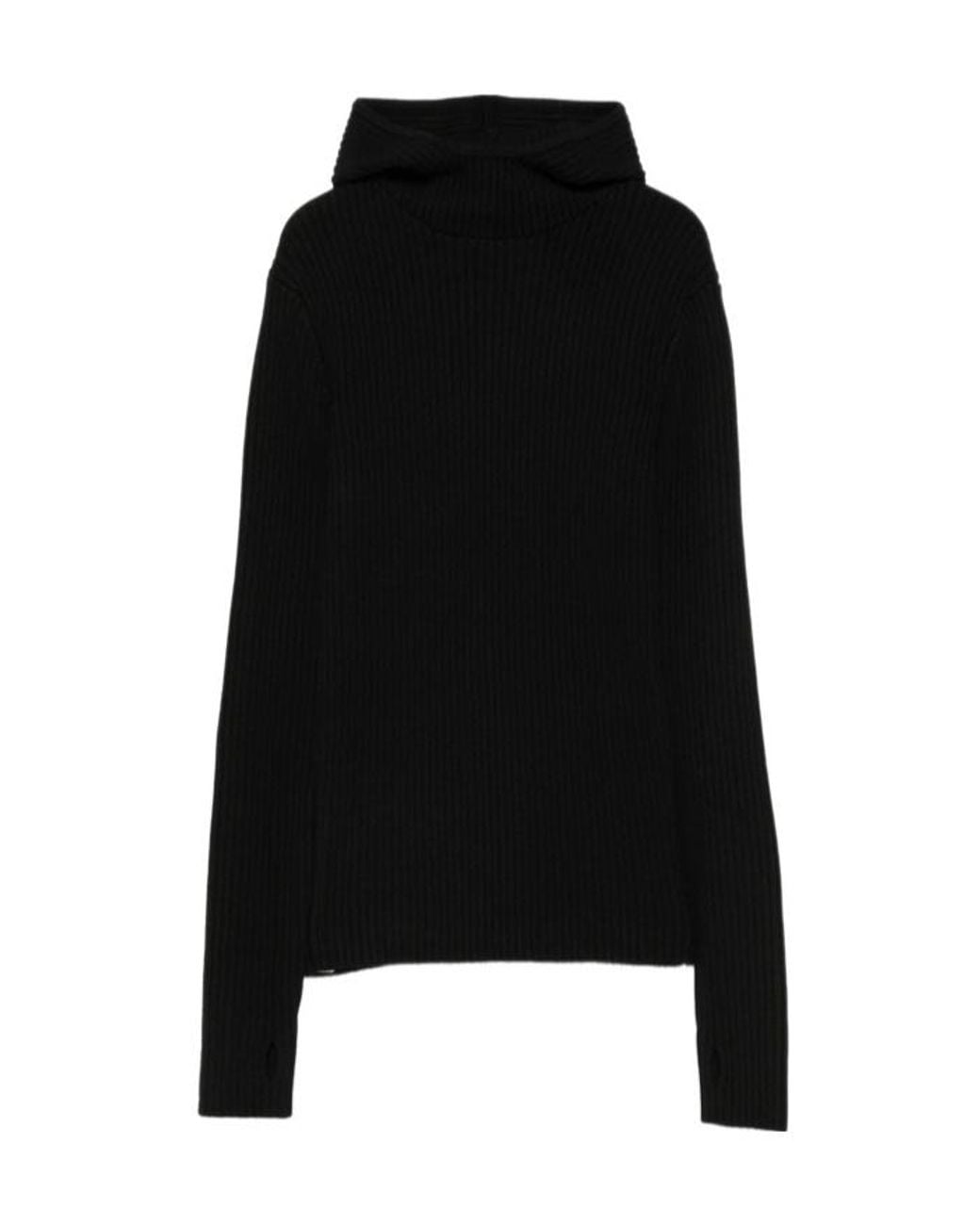 Frankie Shop Black Larice Hooded Knit Top