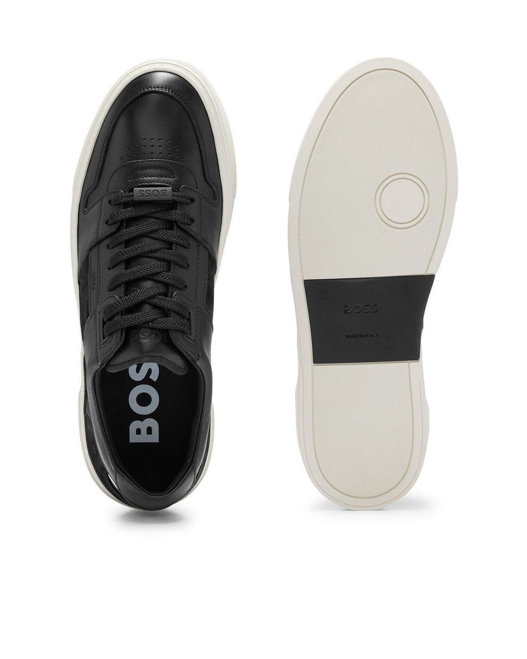 Boss Black Leather Casual Sneakers for men
