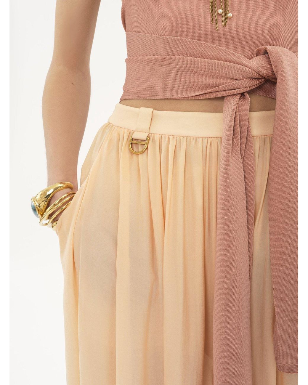 Chloé Natural Chloé Fluid Pleated Pants