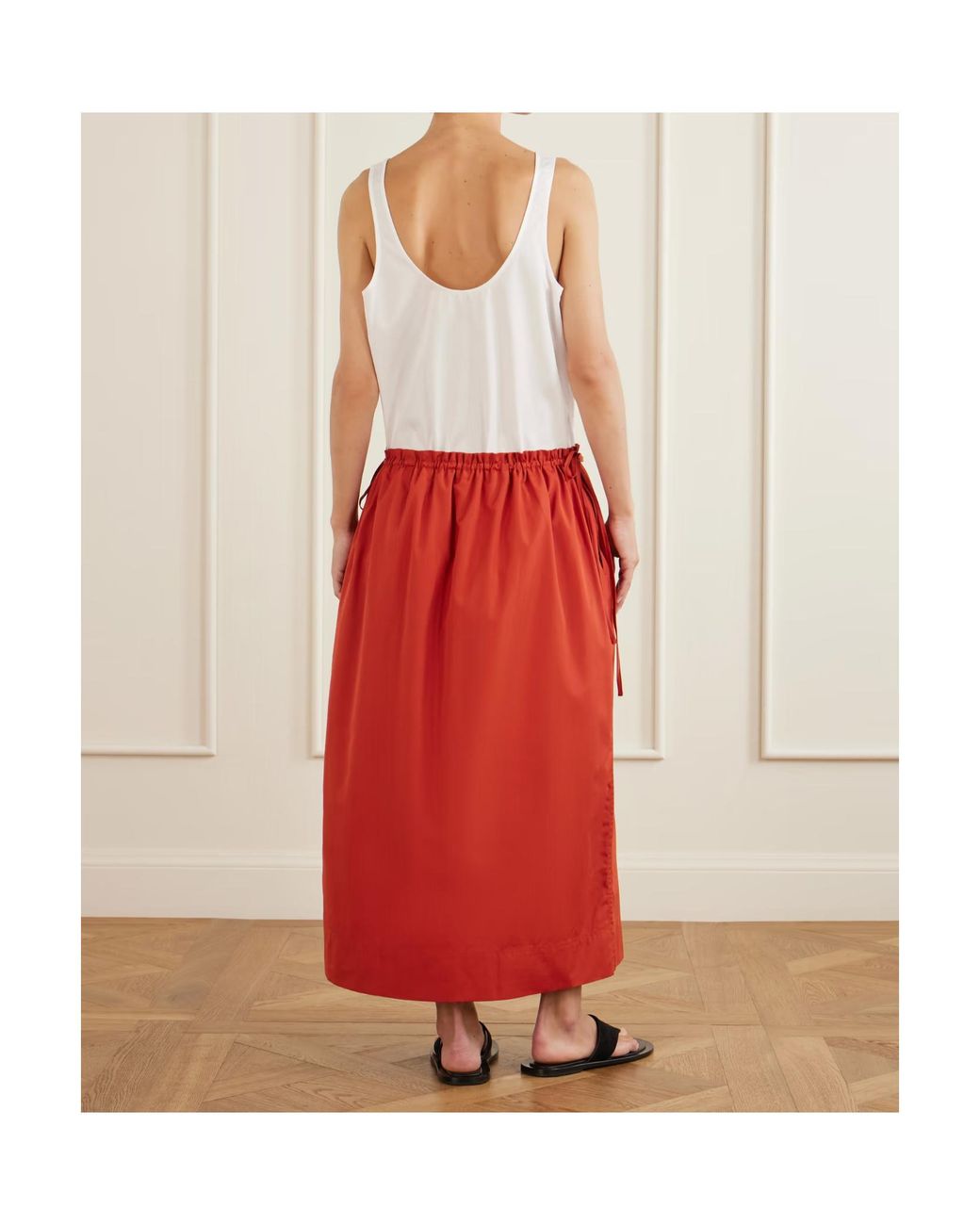 Totême  Red Elastic Waist Midi Skirt