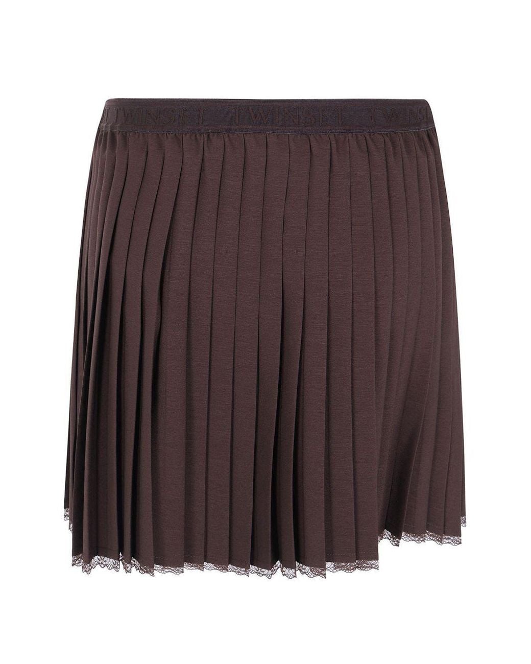 Twinset Brown Pleated Crêpe De Chine Short Skirt