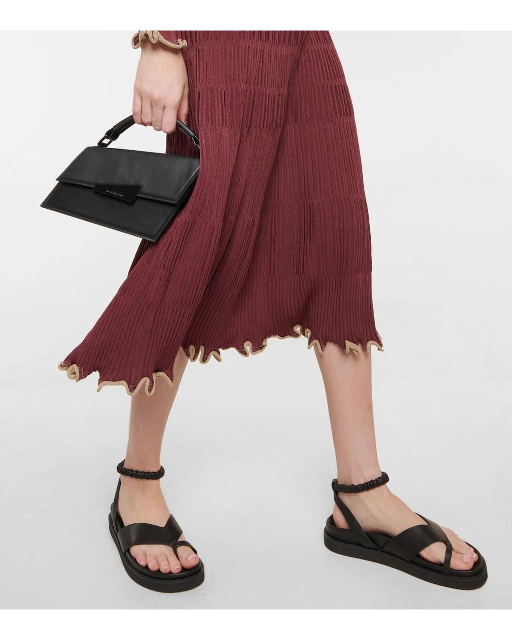 Jonathan Simkhai Purple Ribbed Knit Midi Skirt