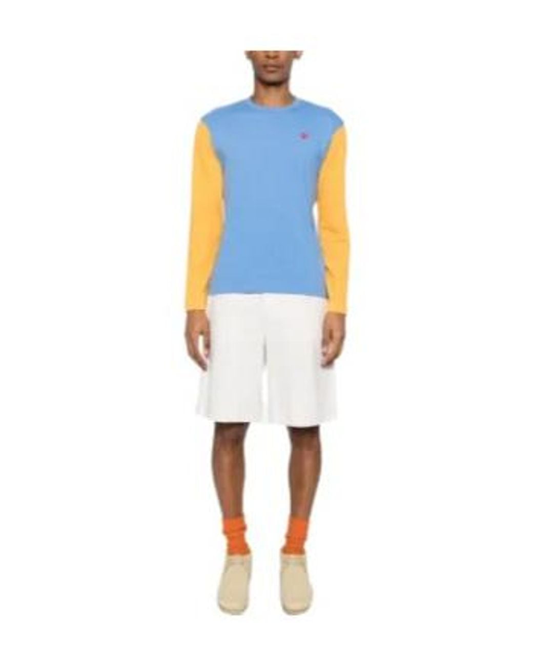 COMME DES GARÇONS PLAY Blue Heart-Patch Two-Tone T-Shirt